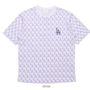 MLB White and Purple LA Dodgers Short Sleeve Tee